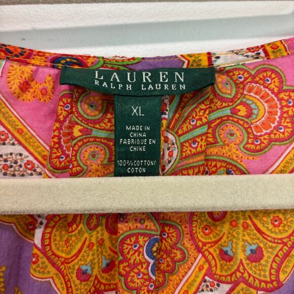 Ralph Lauren Paisley Boho Top Peasant Blouse Bohemian Chic- XL - Picture 3 of 5